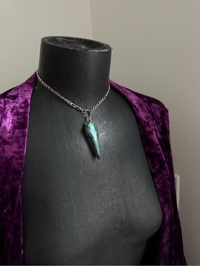 Labradorite crystal necklace pendant layering jewelry witchy boho style gothic